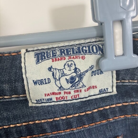 True Religion Boot Cut Dark Denim Jeans Size 28 - Picture 3 of 7